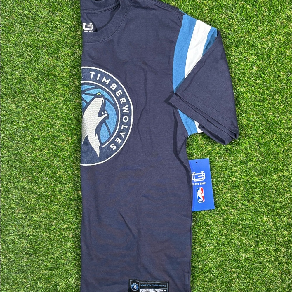 NBA Timberwolves Navy and Blue Short Sleeve Tee
